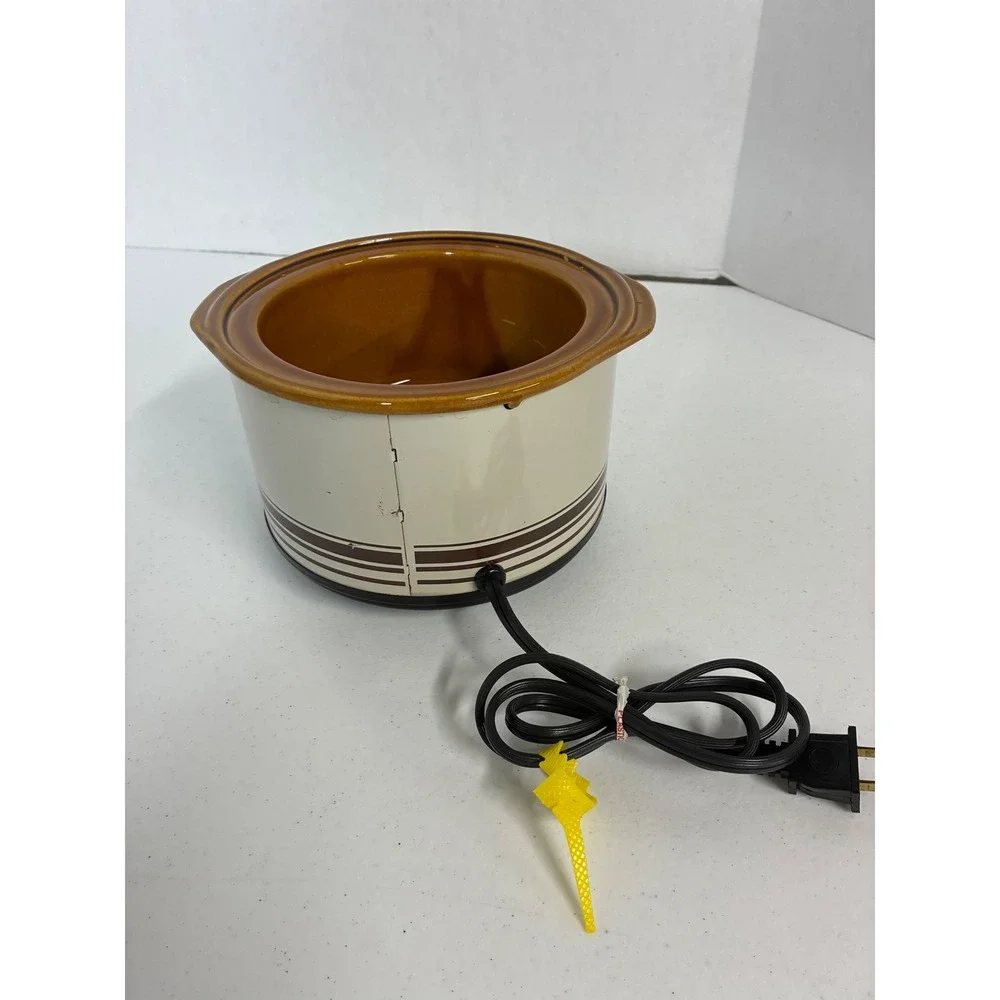 Vintage Rival Crock-Ette Slow Cooker 1 Quart Cream Brown Retro 3100/2